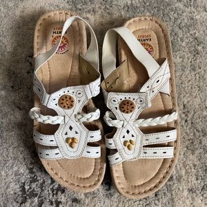 Earth Spirit Leather Beaded Braided Sandals Women’s 8.5 White